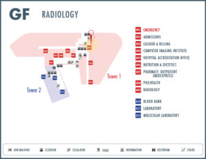 Radiology department location map