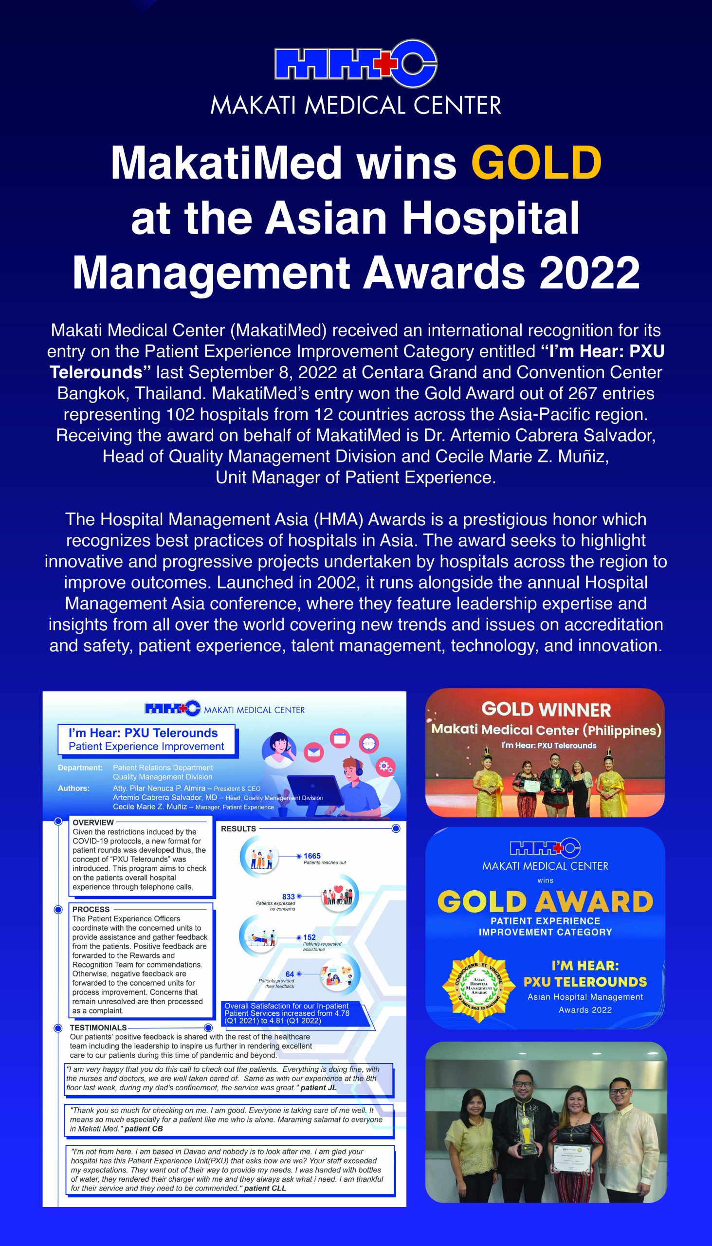 MakatiMed wins Gold at Asian Hospital Management Awards 2022