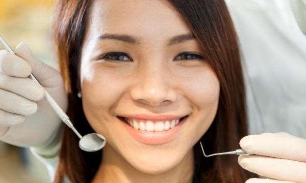 smiling woman during a dental check-up